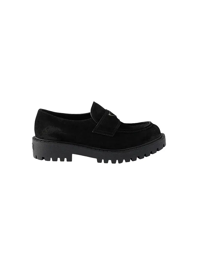 Prada Men's Aged Suede Loafers - Black | Image 1 Prada Men's Aged Suede Loafers - Black | Image 1