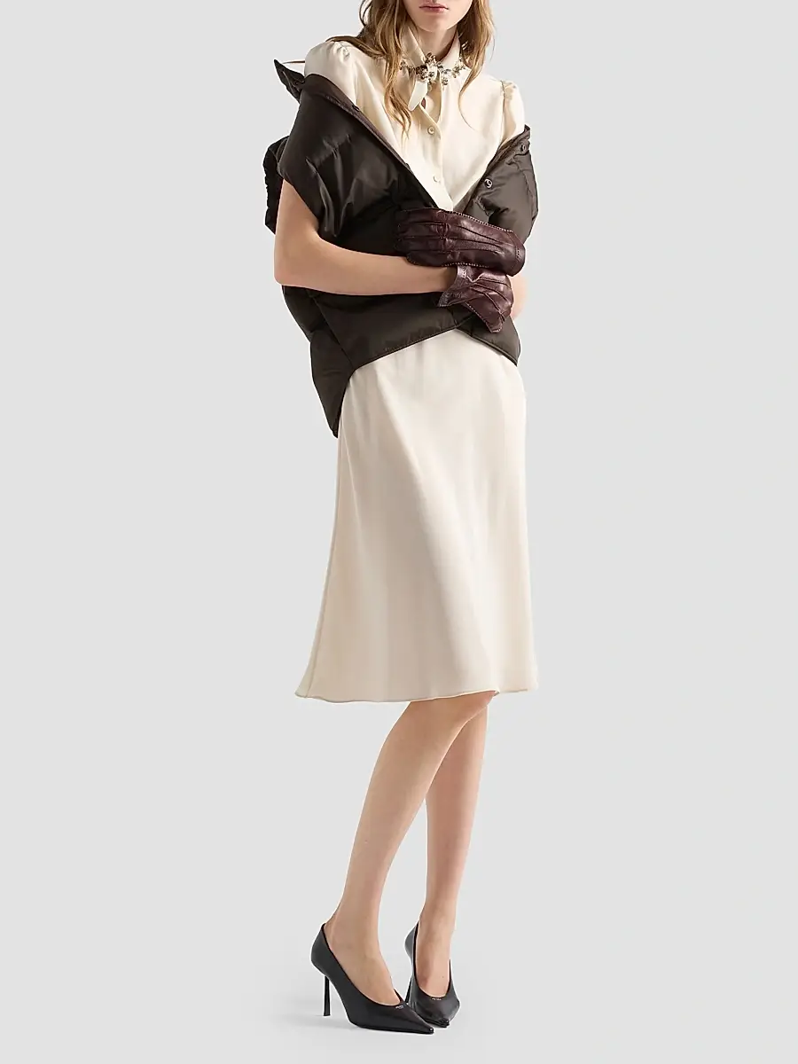 Prada Women's Embroidered Marocain Dress | Thumbnail 2