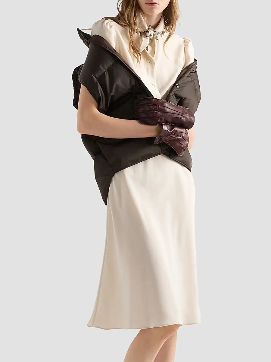 Prada Women's Embroidered Marocain Dress | Thumbnail 3