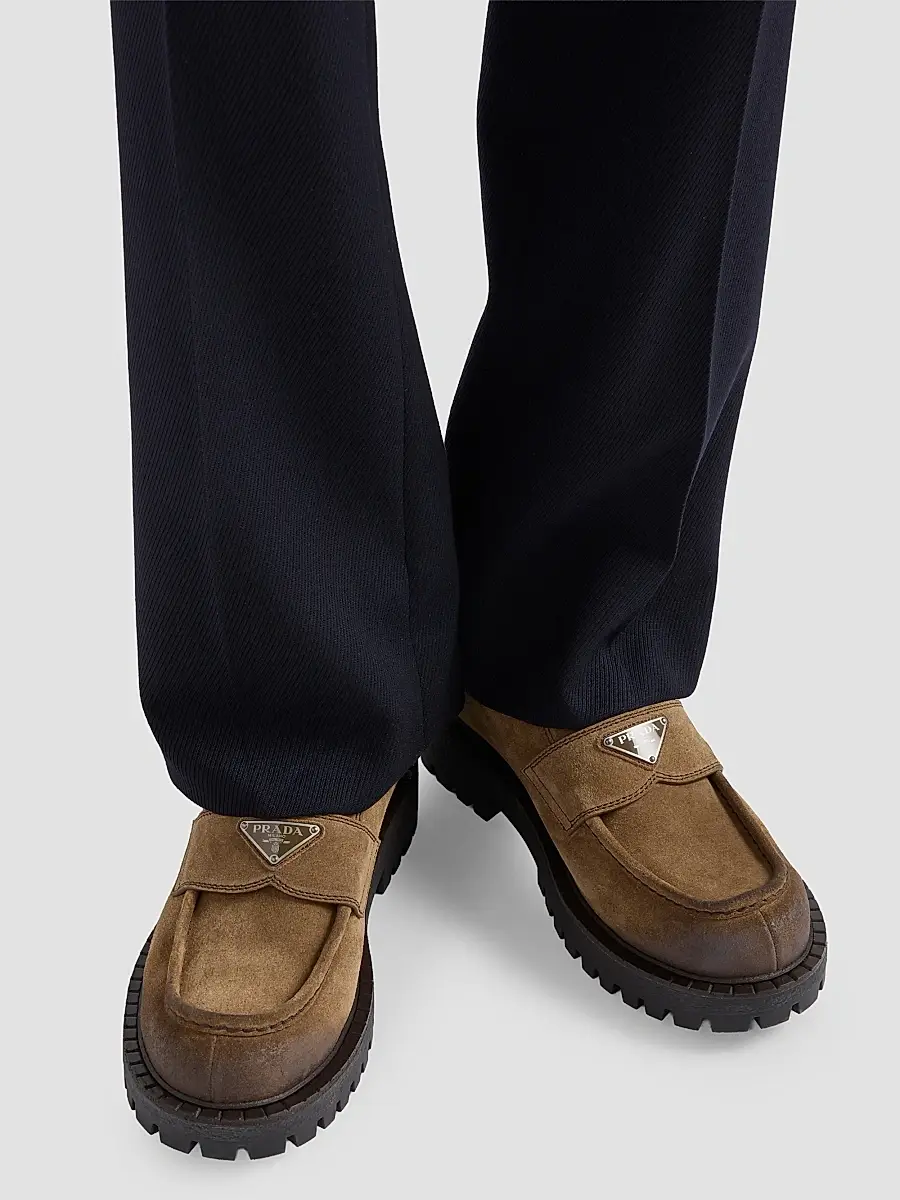 Prada Men's Aged Suede Loafers | Thumbnail 6 Prada Men's Aged Suede Loafers | Thumbnail 6