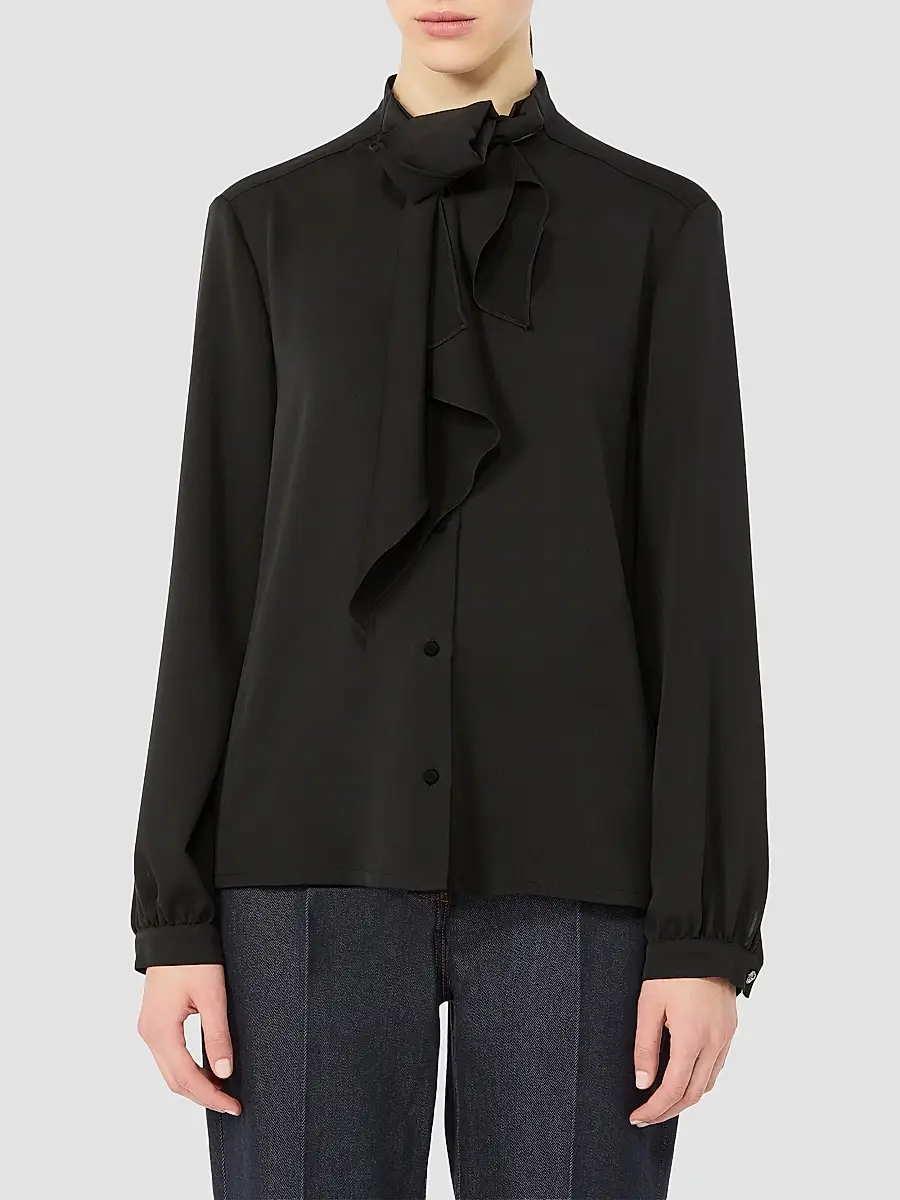 Max Mara Women's Ruffled Silk Charmeuse Shirt | Thumbnail 3 Max Mara Women's Ruffled Silk Charmeuse Shirt | Thumbnail 3