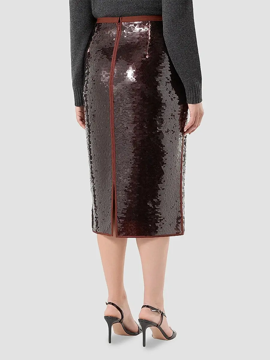 Marina Rinaldi Women's Tulle Skirt with Sequins - Brick Red | Thumbnail 4 Marina Rinaldi Women's Tulle Skirt with Sequins - Brick Red | Thumbnail 4