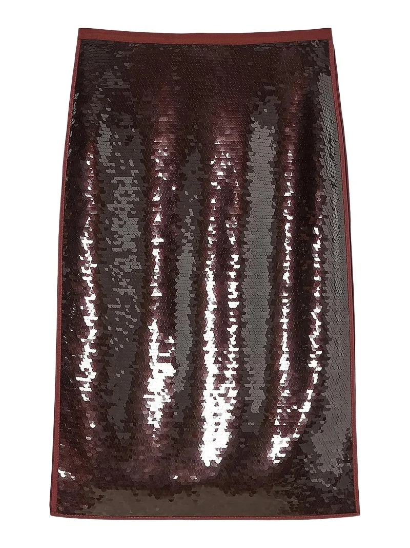 Marina Rinaldi Women's Tulle Skirt with Sequins - Brick Red