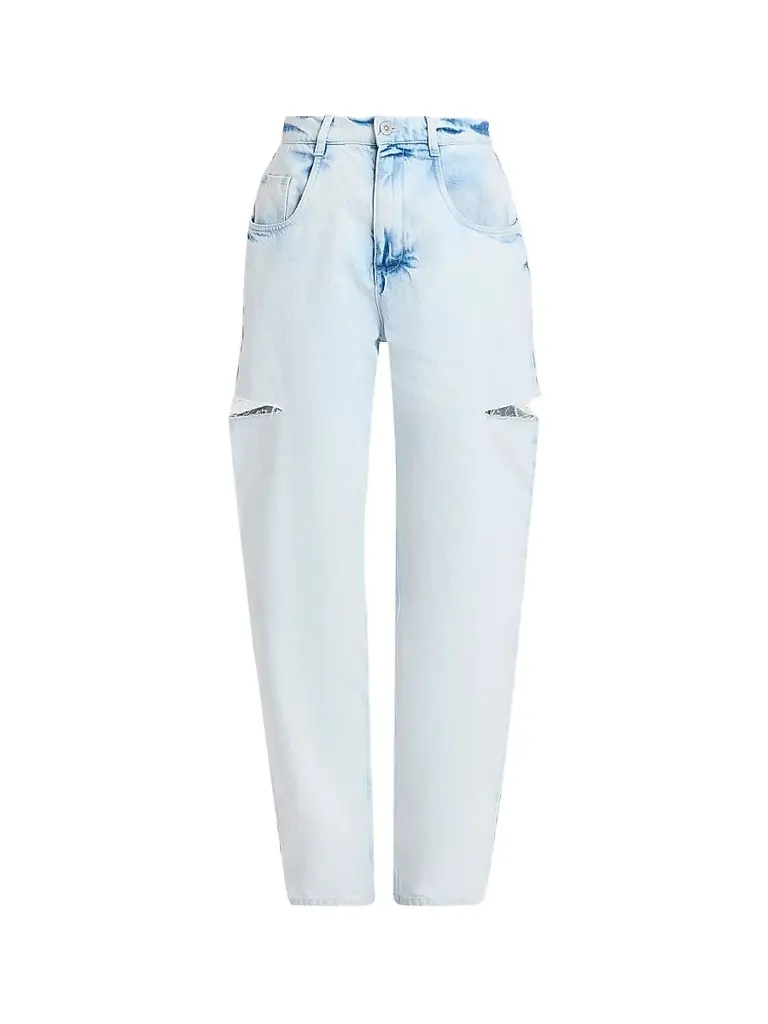 Maison Margiela Women's Distressed Barrel Jeans - Bleach Indigo Blue | Image 1 Maison Margiela Women's Distressed Barrel Jeans - Bleach Indigo Blue | Image 1
