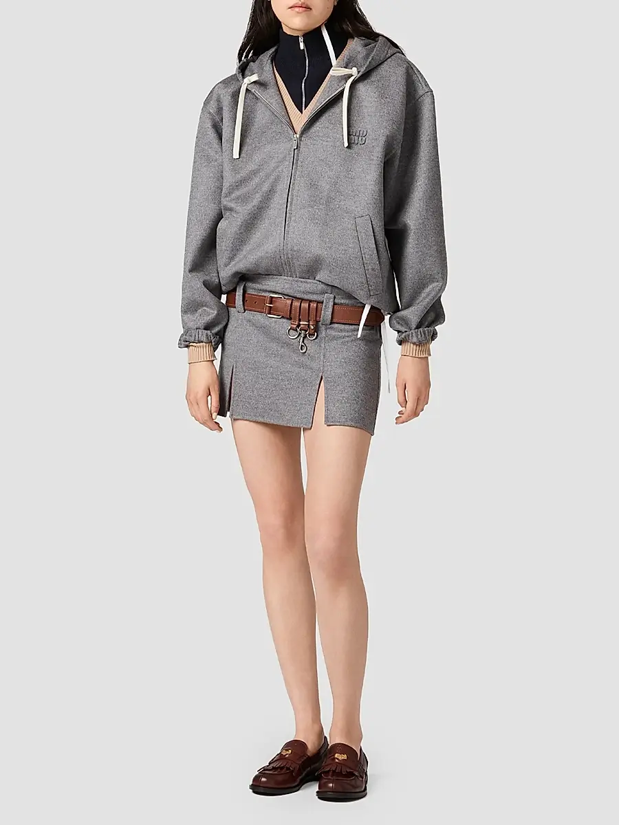 Miu Miu Women's Double Cashmere and Wool Mini Skirt | Thumbnail 2 Miu Miu Women's Double Cashmere and Wool Mini Skirt | Thumbnail 2