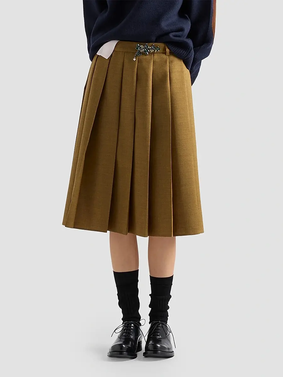 Prada Women's Hopsack Midi Skirt | Thumbnail 3 Prada Women's Hopsack Midi Skirt | Thumbnail 3