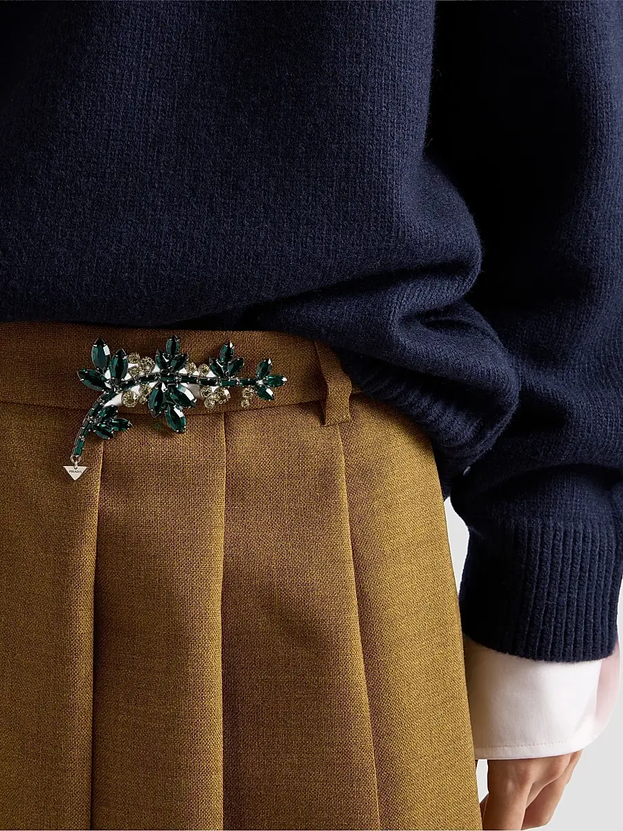Prada Women's Hopsack Midi Skirt | Thumbnail 6 Prada Women's Hopsack Midi Skirt | Thumbnail 6