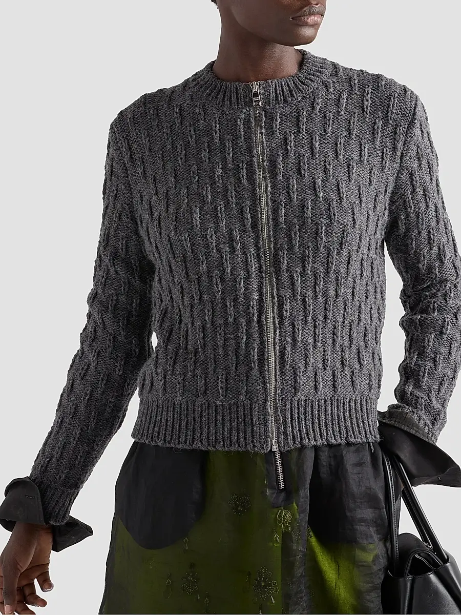 Prada Women's Wool and Alpaca Cardigan | Thumbnail 4 Prada Women's Wool and Alpaca Cardigan | Thumbnail 4