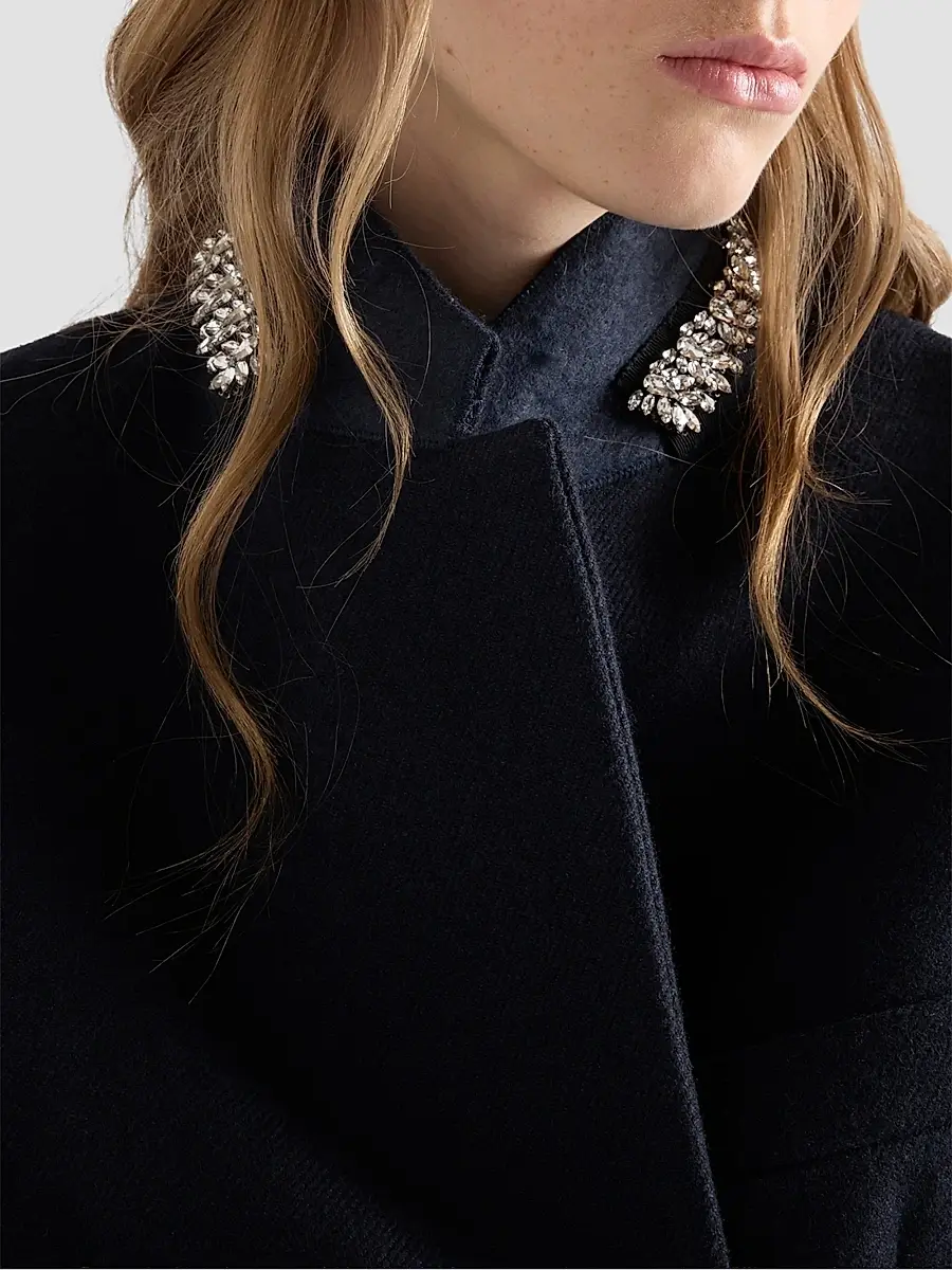 Prada Women's Single-Breasted Embroidered Double Wool Coat | Thumbnail 5 Prada Women's Single-Breasted Embroidered Double Wool Coat | Thumbnail 5