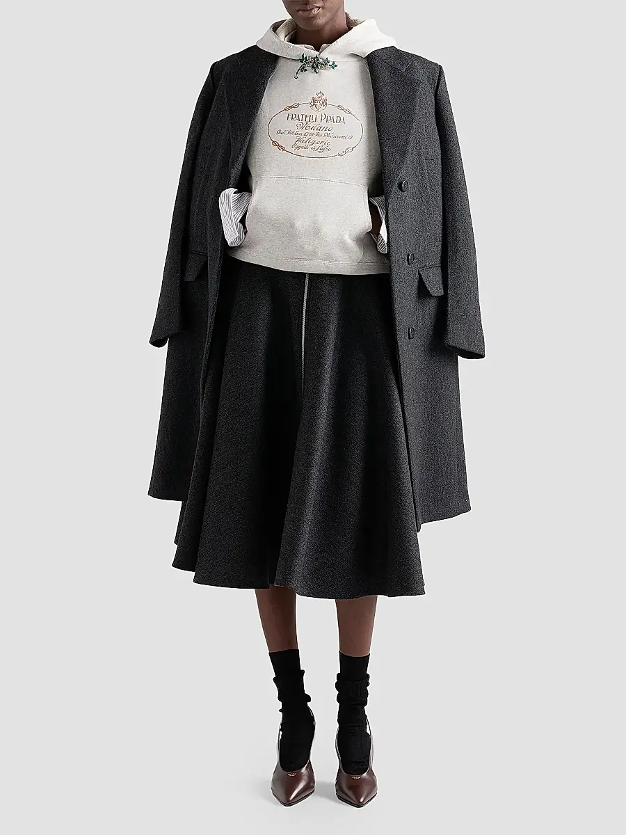 Prada Women's Double Wool Midi-Skirt | Thumbnail 2