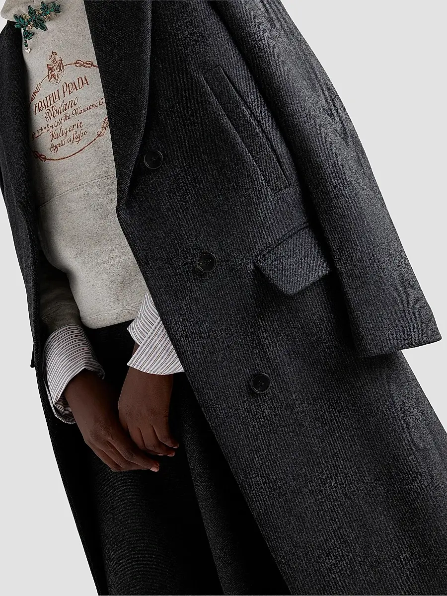 Prada Women's Double Wool Midi-Skirt | Thumbnail 4