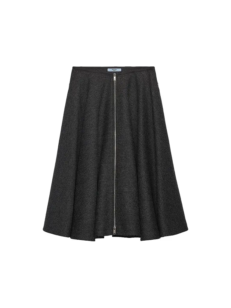 Prada Women's Double Wool Midi-Skirt - Grey - Size 8 | Image 1 Prada Women's Double Wool Midi-Skirt - Grey - Size 8 | Image 1
