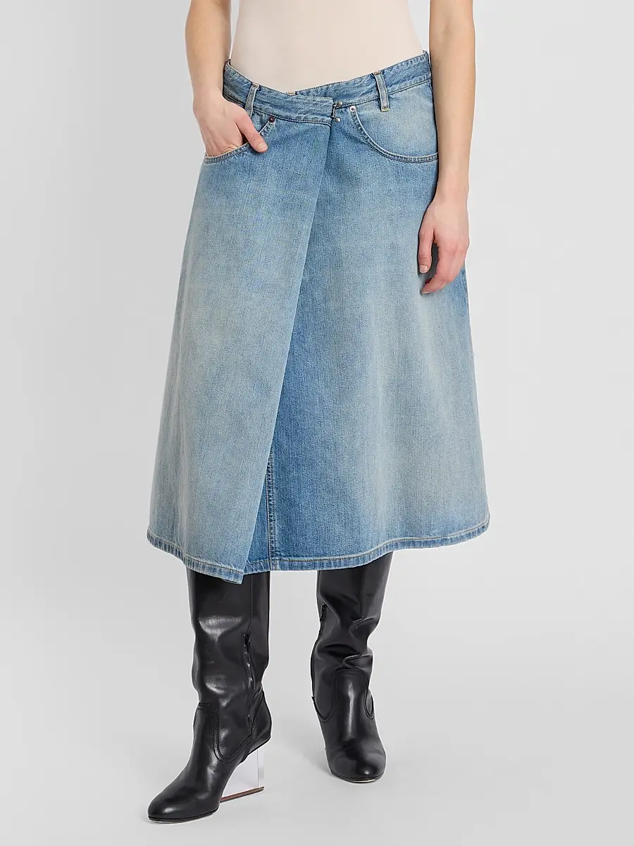 Maison Margiela Women's Wrap A-Line Denim Midi Skirt | Thumbnail 4 Maison Margiela Women's Wrap A-Line Denim Midi Skirt | Thumbnail 4