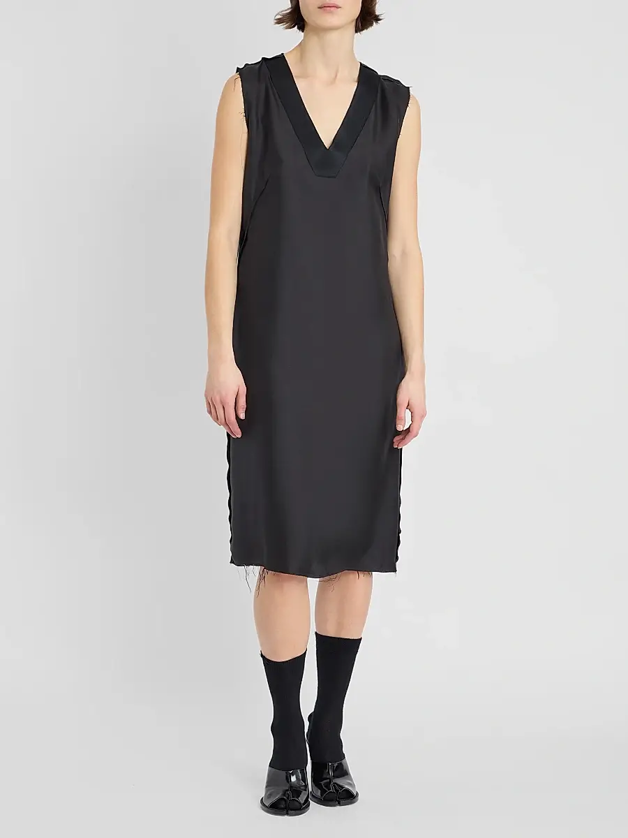 Maison Margiela Women's Silk V-Neck Knee-Length Dress | Thumbnail 2