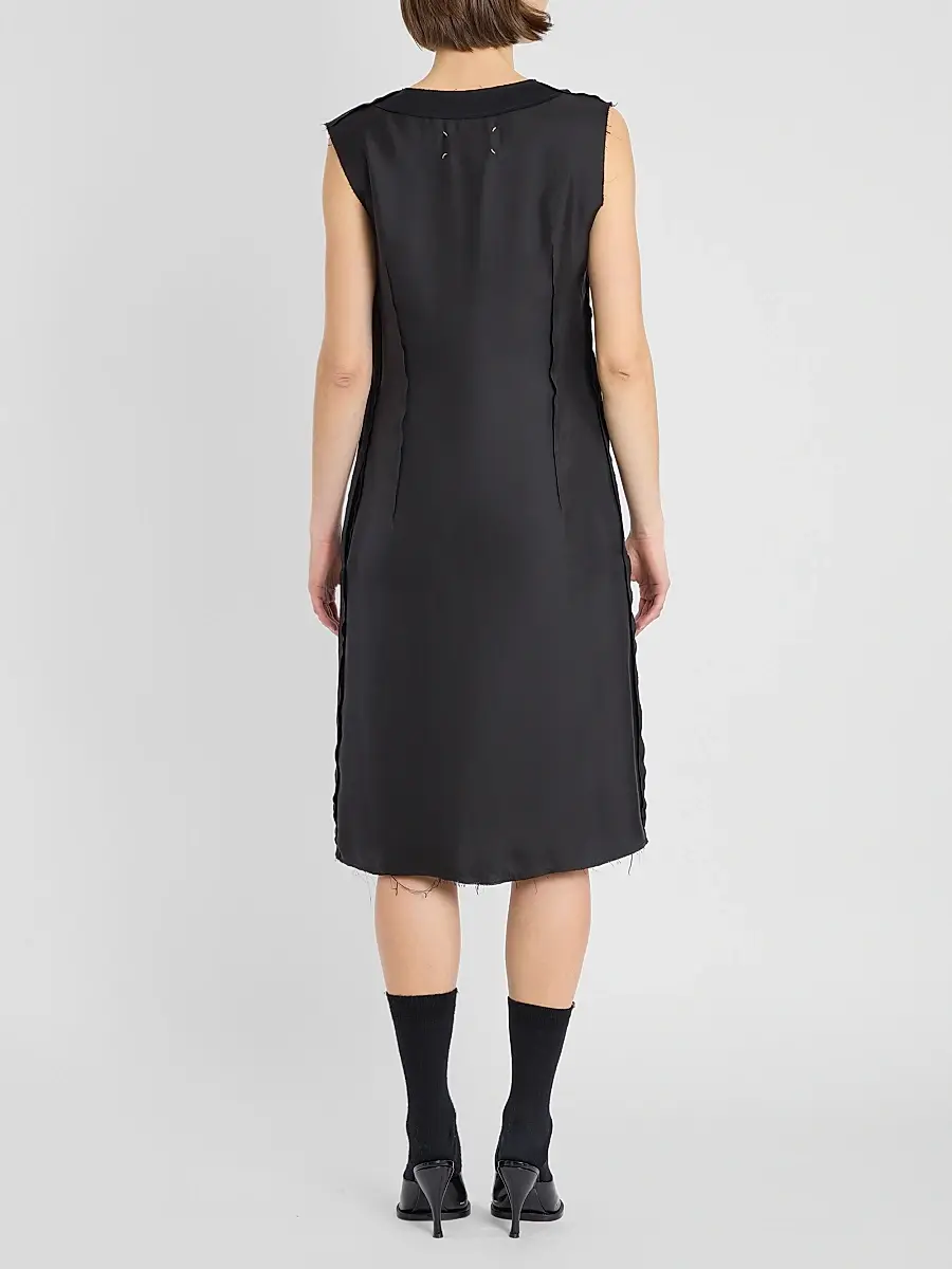 Maison Margiela Women's Silk V-Neck Knee-Length Dress | Thumbnail 3