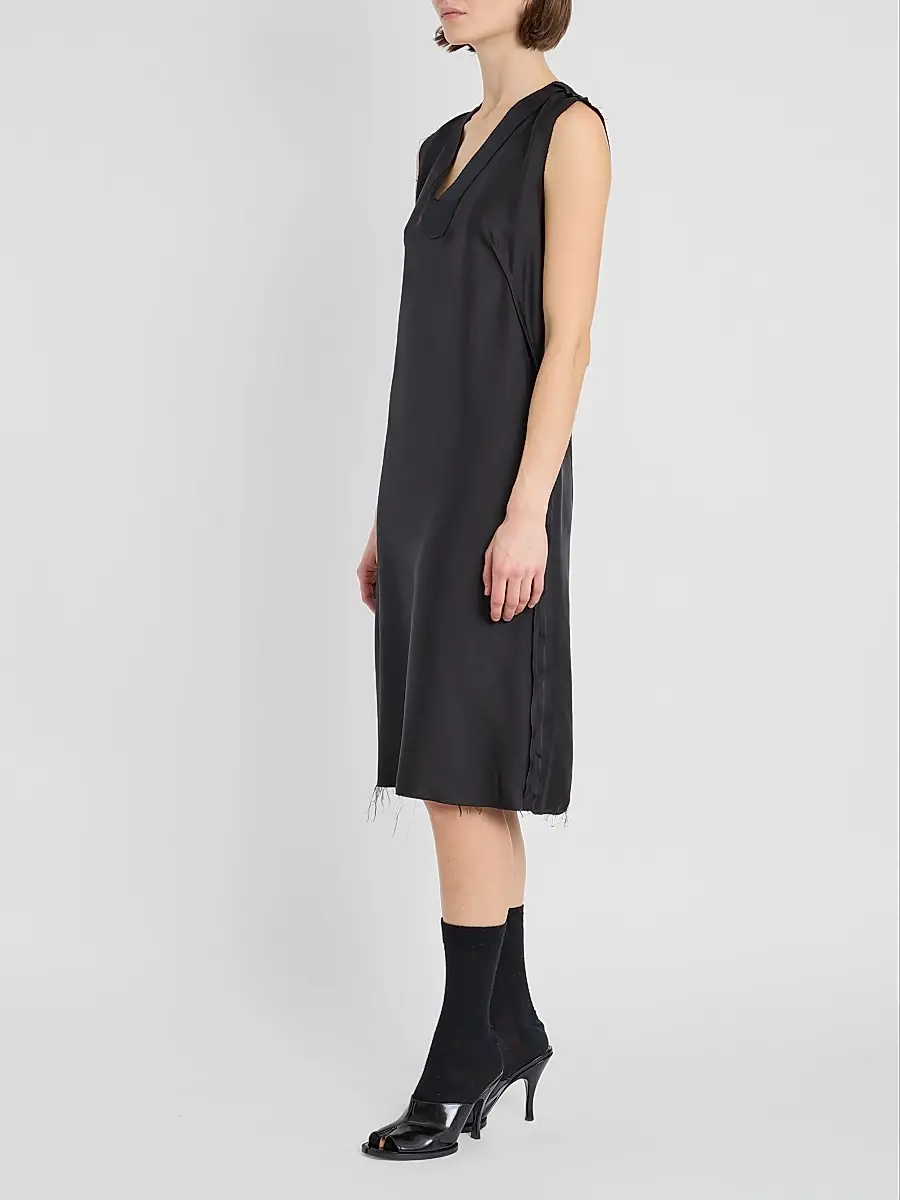 Maison Margiela Women's Silk V-Neck Knee-Length Dress | Thumbnail 4