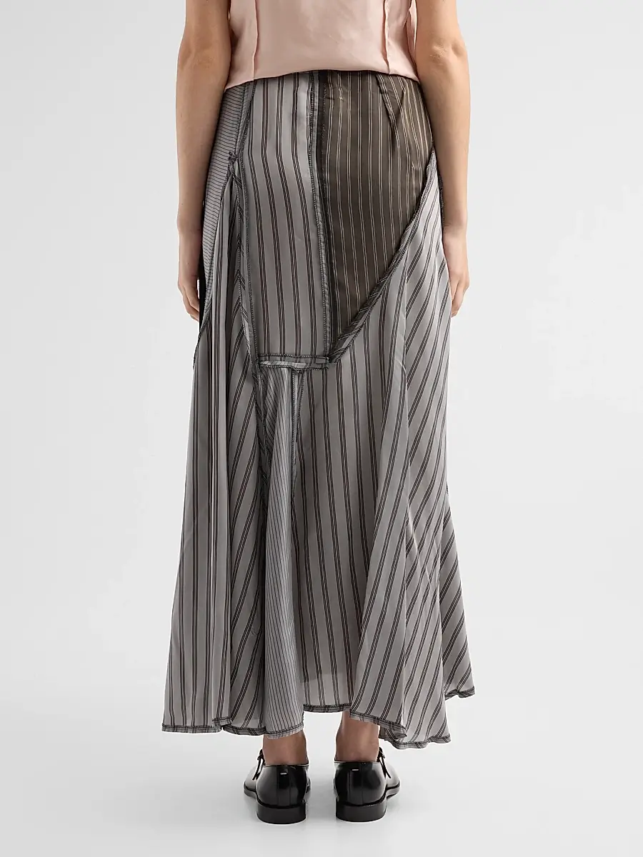 Maison Margiela Women's Striped Patchwork Cupro Midi Skirt | Thumbnail 3 Maison Margiela Women's Striped Patchwork Cupro Midi Skirt | Thumbnail 3