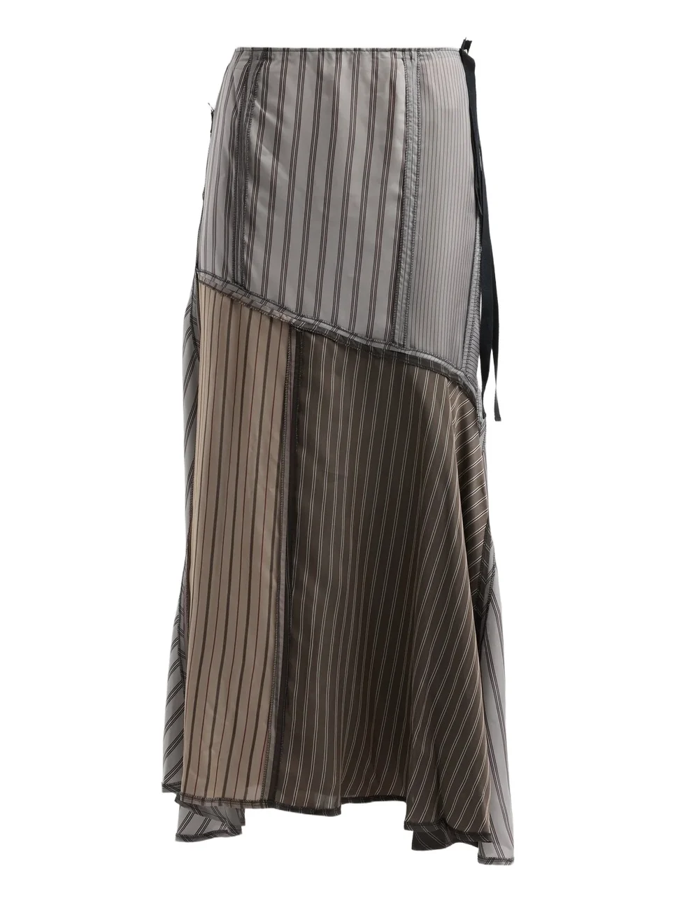 Maison Margiela Women's Striped Patchwork Cupro Midi Skirt