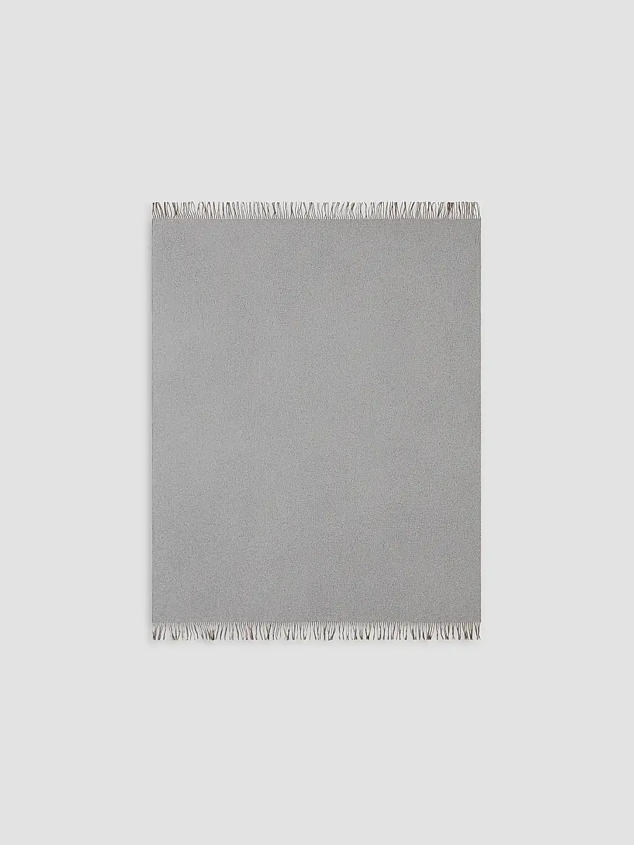 Brunello Cucinelli Two-Tone Silk Double Cloth Throw with Fringe - Grey | Thumbnail 2 Brunello Cucinelli Two-Tone Silk Double Cloth Throw with Fringe - Grey | Thumbnail 2