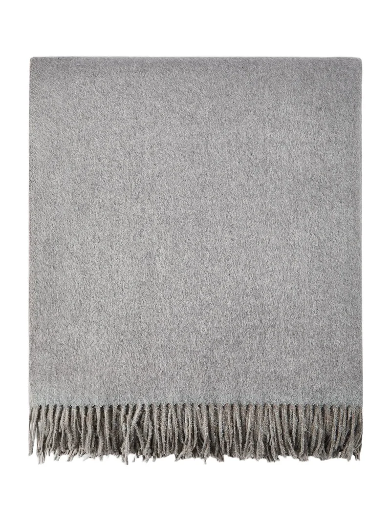 Brunello Cucinelli Two-Tone Silk Double Cloth Throw with Fringe - Grey