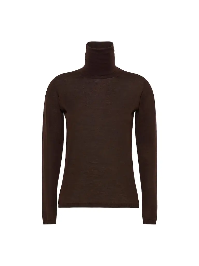 Max Mara Women's Wool Yarn Polo Neck Sweater - Dark Brown - Size XL | Image 1 Max Mara Women's Wool Yarn Polo Neck Sweater - Dark Brown - Size XL | Image 1