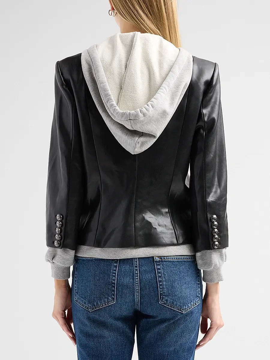 Cinq à Sept Women's Faux Leather Le Petit Khloe Blazer | Thumbnail 3 Cinq à Sept Women's Faux Leather Le Petit Khloe Blazer | Thumbnail 3