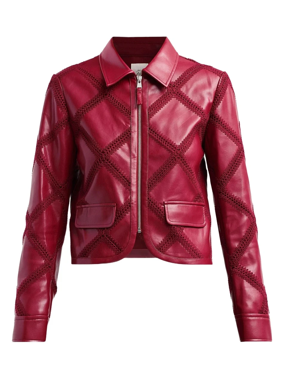 Cinq à Sept Women's Audree Crochet-Trim Faux Leather Jacket