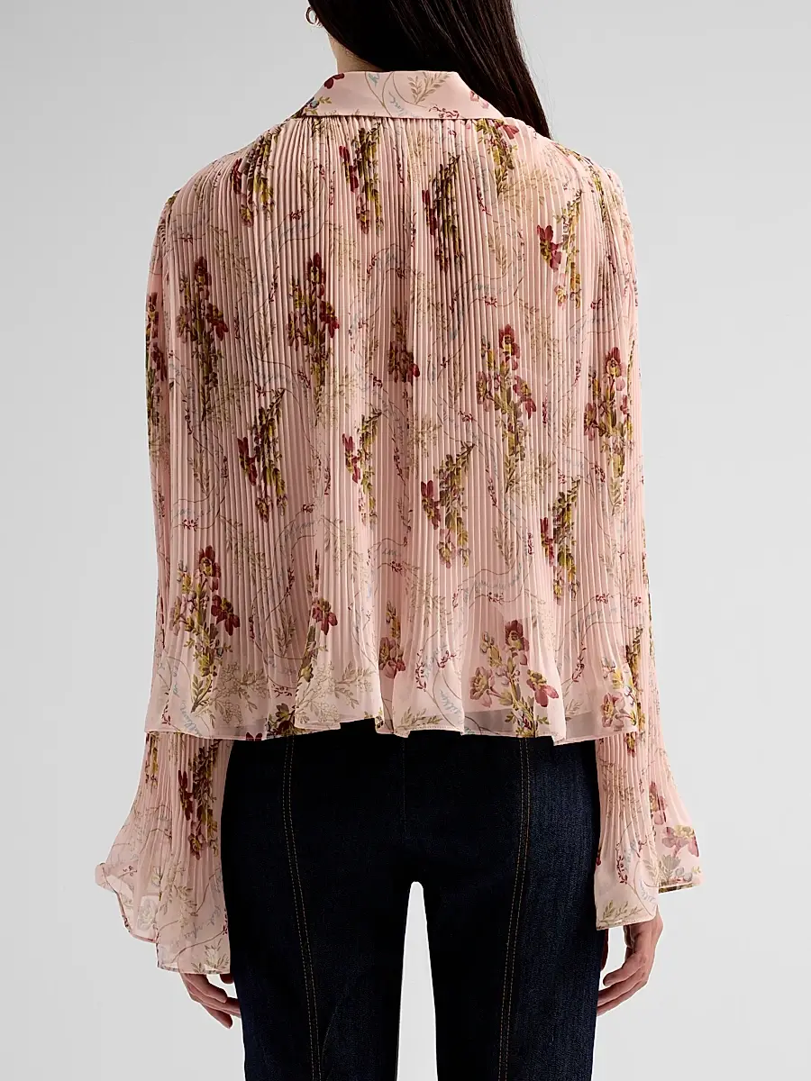 Cinq à Sept Women's Aleyna Loveletter Floral Pleated Ruffle Top | Thumbnail 3 Cinq à Sept Women's Aleyna Loveletter Floral Pleated Ruffle Top | Thumbnail 3
