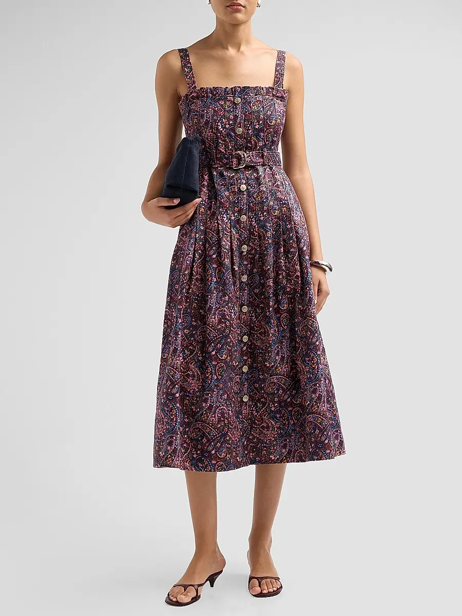 Cinq à Sept Women's Branwen Paisley Denim Midi Dress | Thumbnail 2