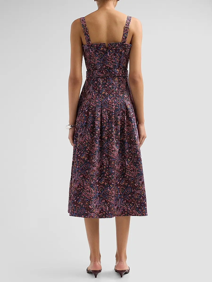 Cinq à Sept Women's Branwen Paisley Denim Midi Dress | Thumbnail 3