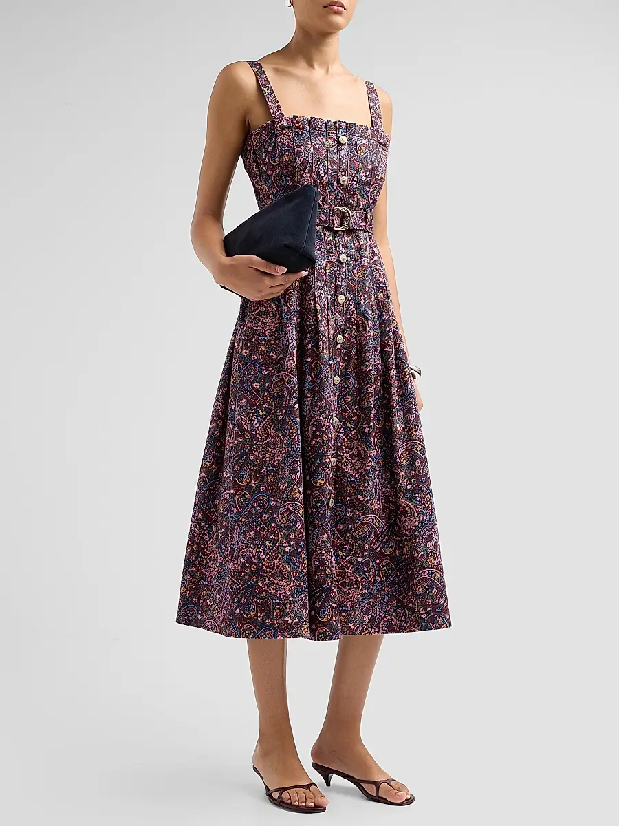 Cinq à Sept Women's Branwen Paisley Denim Midi Dress | Thumbnail 4