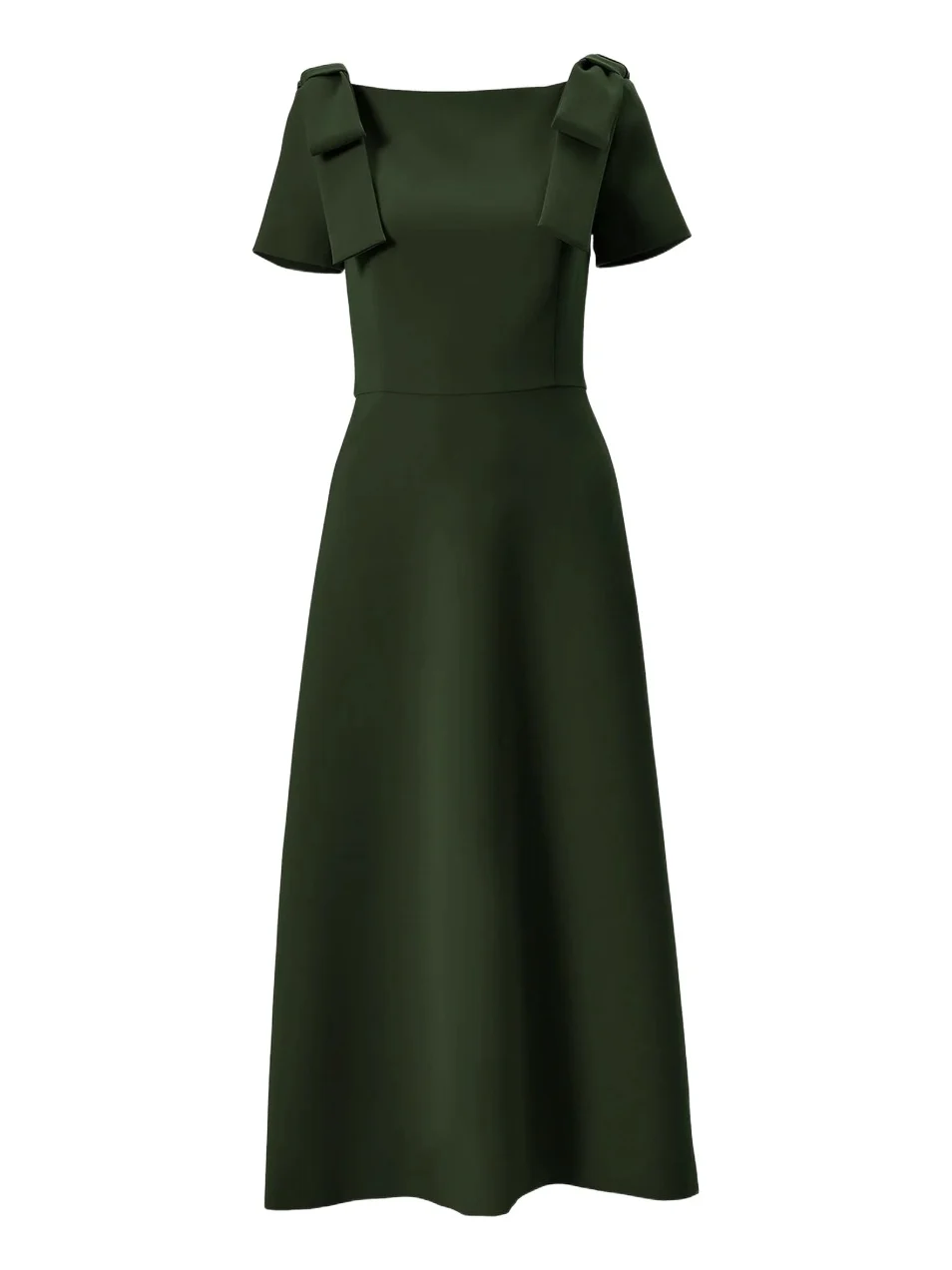Women's Boatneck Bow Shoulder Short-Sleeve Midi Dress Women's Boatneck Bow Shoulder Short-Sleeve Midi Dress