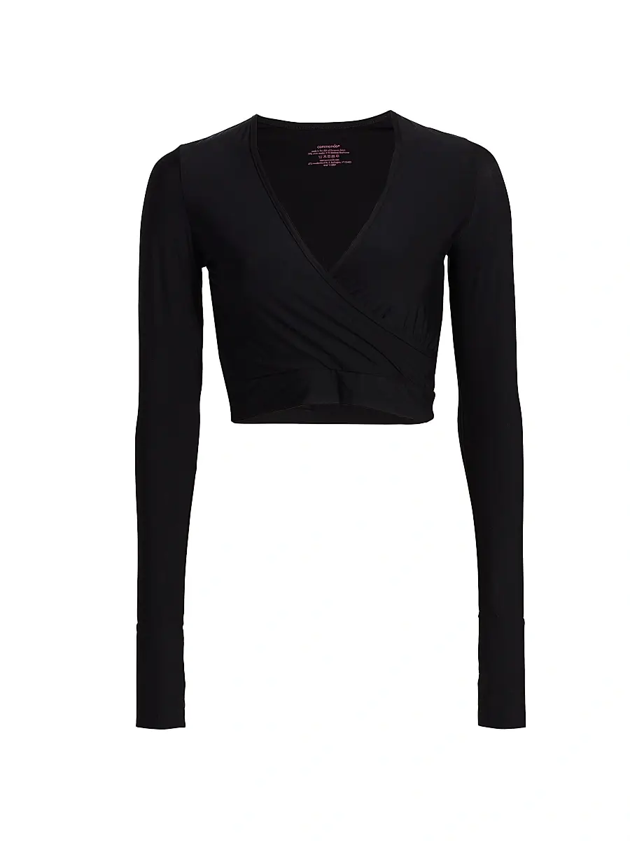 Commando Women's Wrap Long Sleeve Cropped Top - Black | Image 1 Commando Women's Wrap Long Sleeve Cropped Top - Black | Image 1