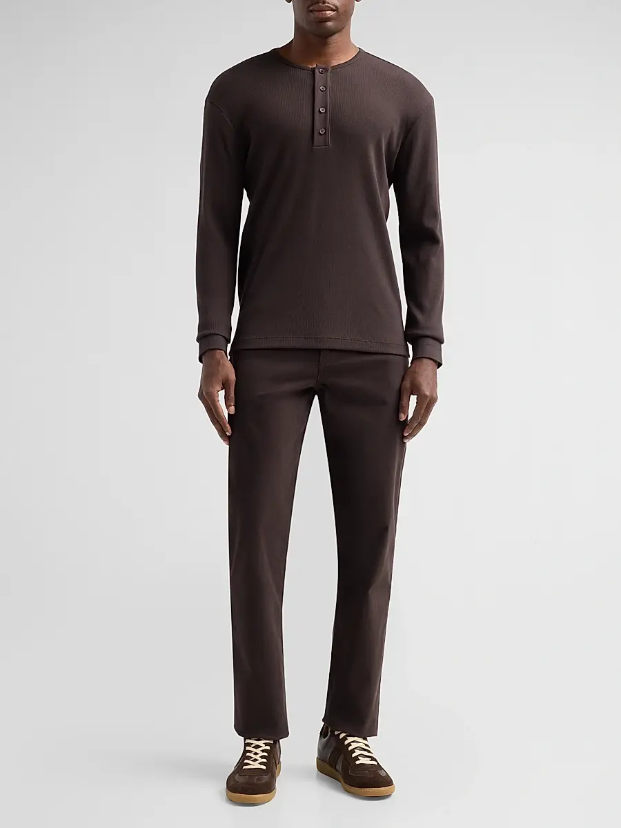Vince Men's Cotton Rib-Knit Henley Shirt | Thumbnail 2 Vince Men's Cotton Rib-Knit Henley Shirt | Thumbnail 2