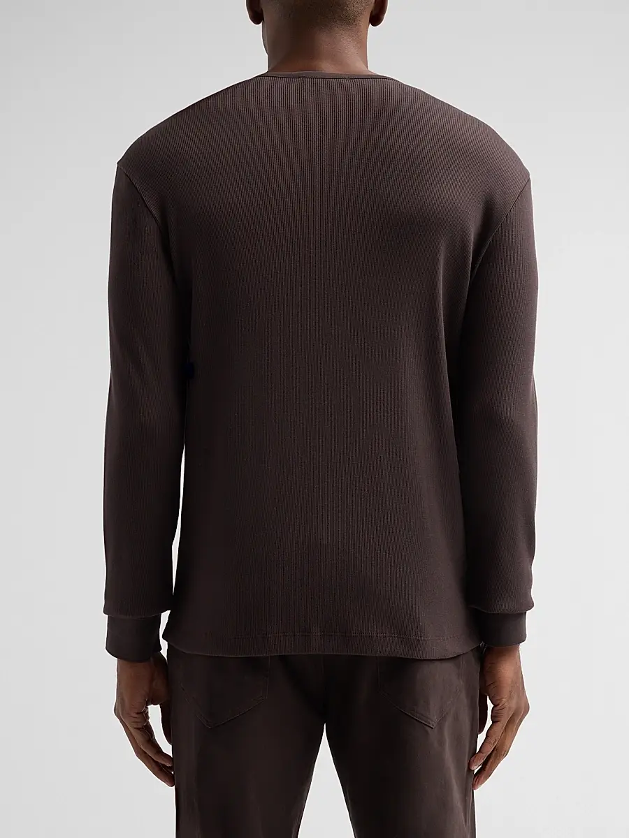 Vince Men's Cotton Rib-Knit Henley Shirt | Thumbnail 3 Vince Men's Cotton Rib-Knit Henley Shirt | Thumbnail 3