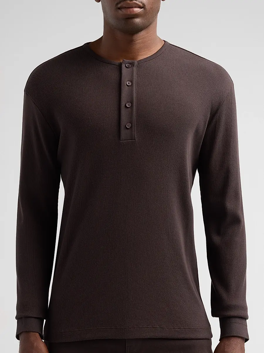 Vince Men's Cotton Rib-Knit Henley Shirt | Thumbnail 5 Vince Men's Cotton Rib-Knit Henley Shirt | Thumbnail 5