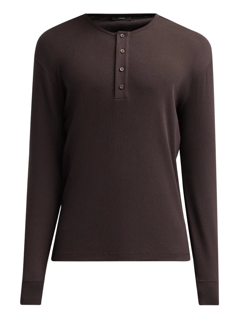 Men's Cotton Rib-Knit Henley Shirt