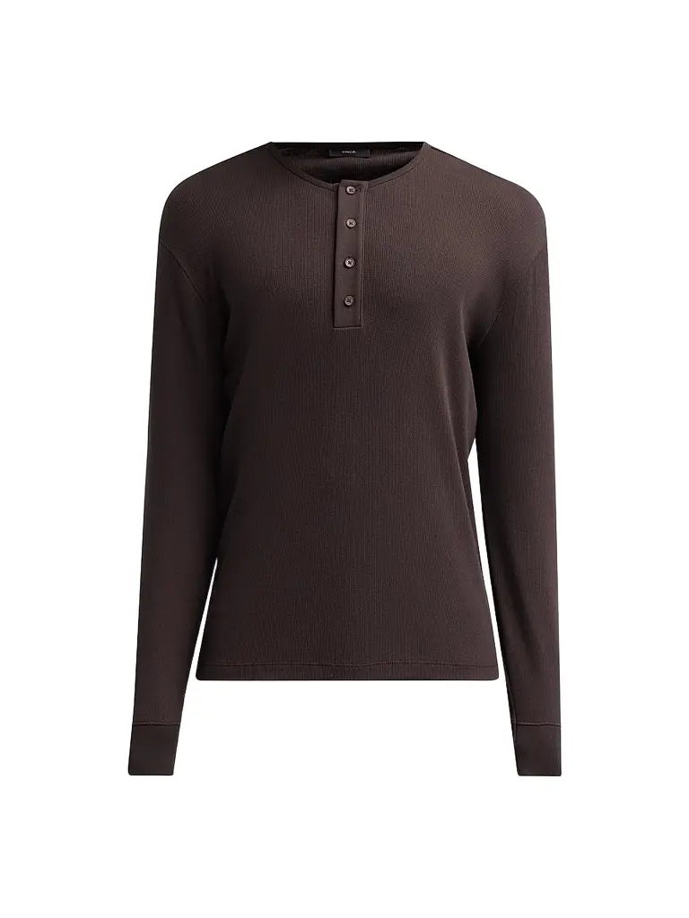 Vince Men's Cotton Rib-Knit Henley Shirt