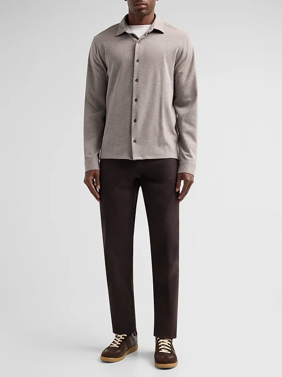 Vince Men's Herringbone Cotton Shirt | Thumbnail 2