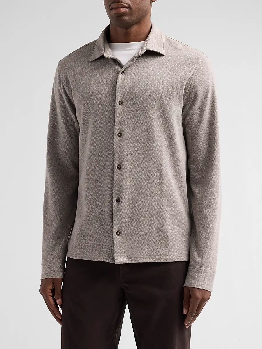 Vince Men's Herringbone Cotton Shirt | Thumbnail 4