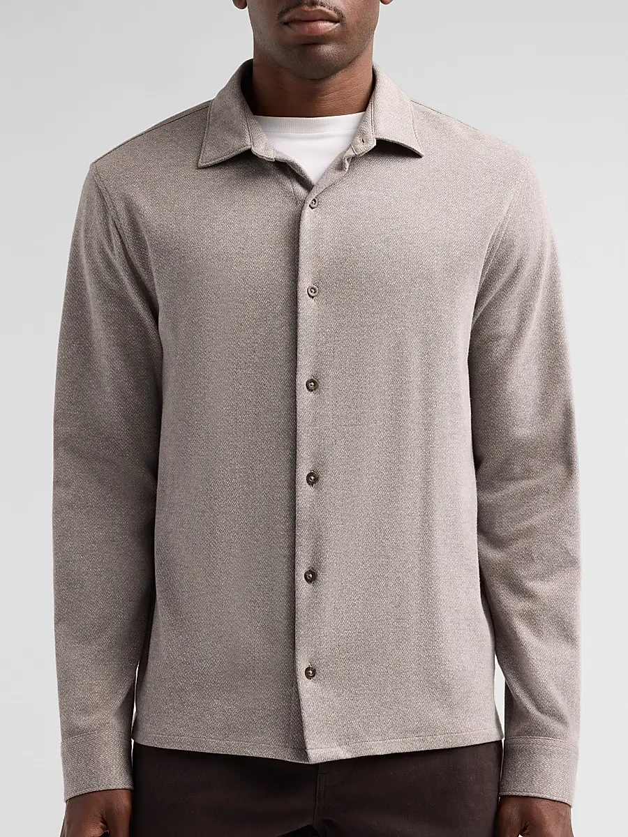 Vince Men's Herringbone Cotton Shirt | Thumbnail 5