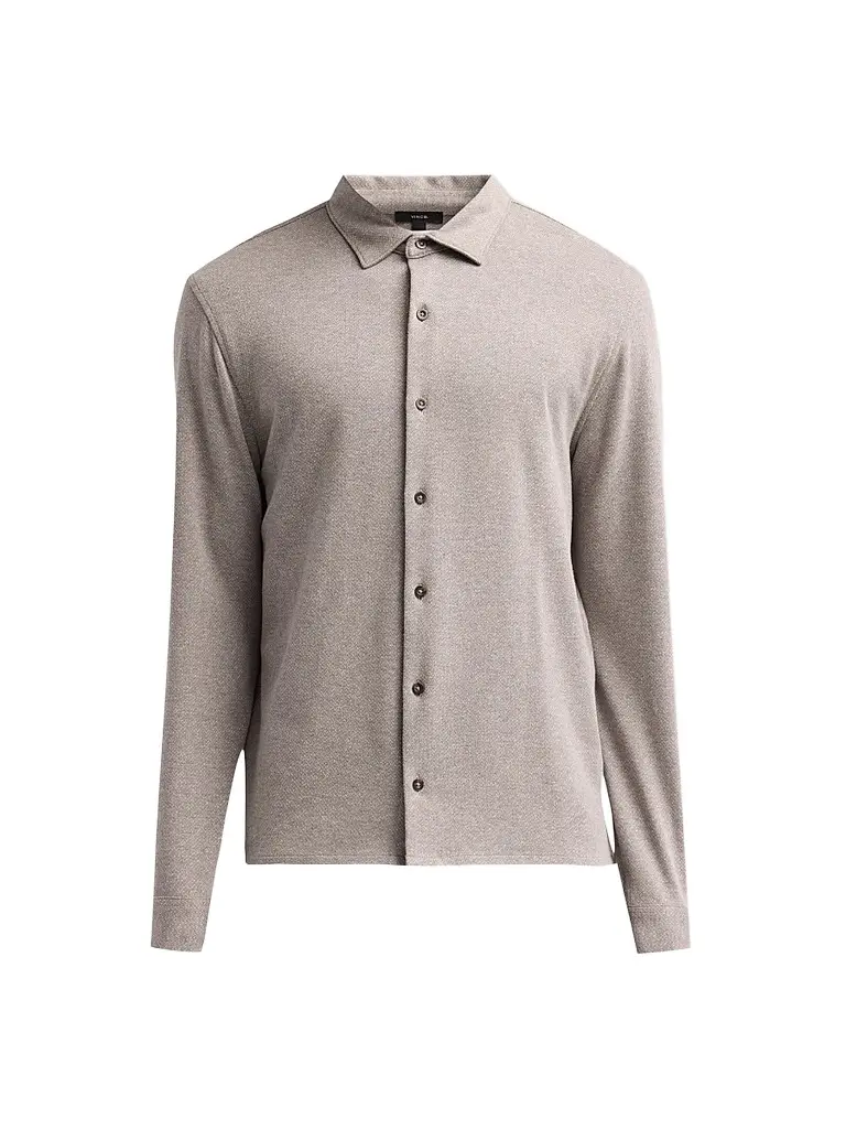 Vince Men's Herringbone Cotton Shirt - Tarmac Pavement - Size XXL | Image 1 Vince Men's Herringbone Cotton Shirt - Tarmac Pavement - Size XXL | Image 1