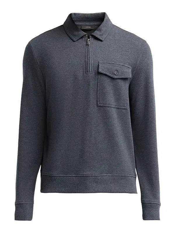 Men's Cotton Pique Zip Polo Shirt