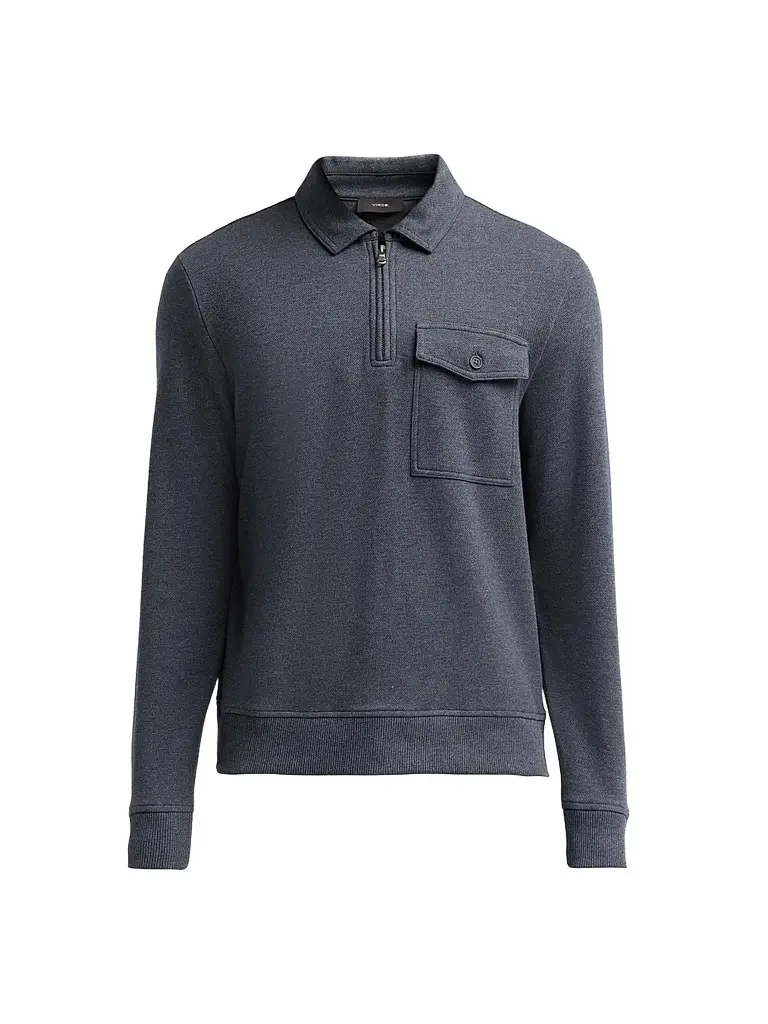 Vince Men's Cotton Pique Zip Polo Shirt