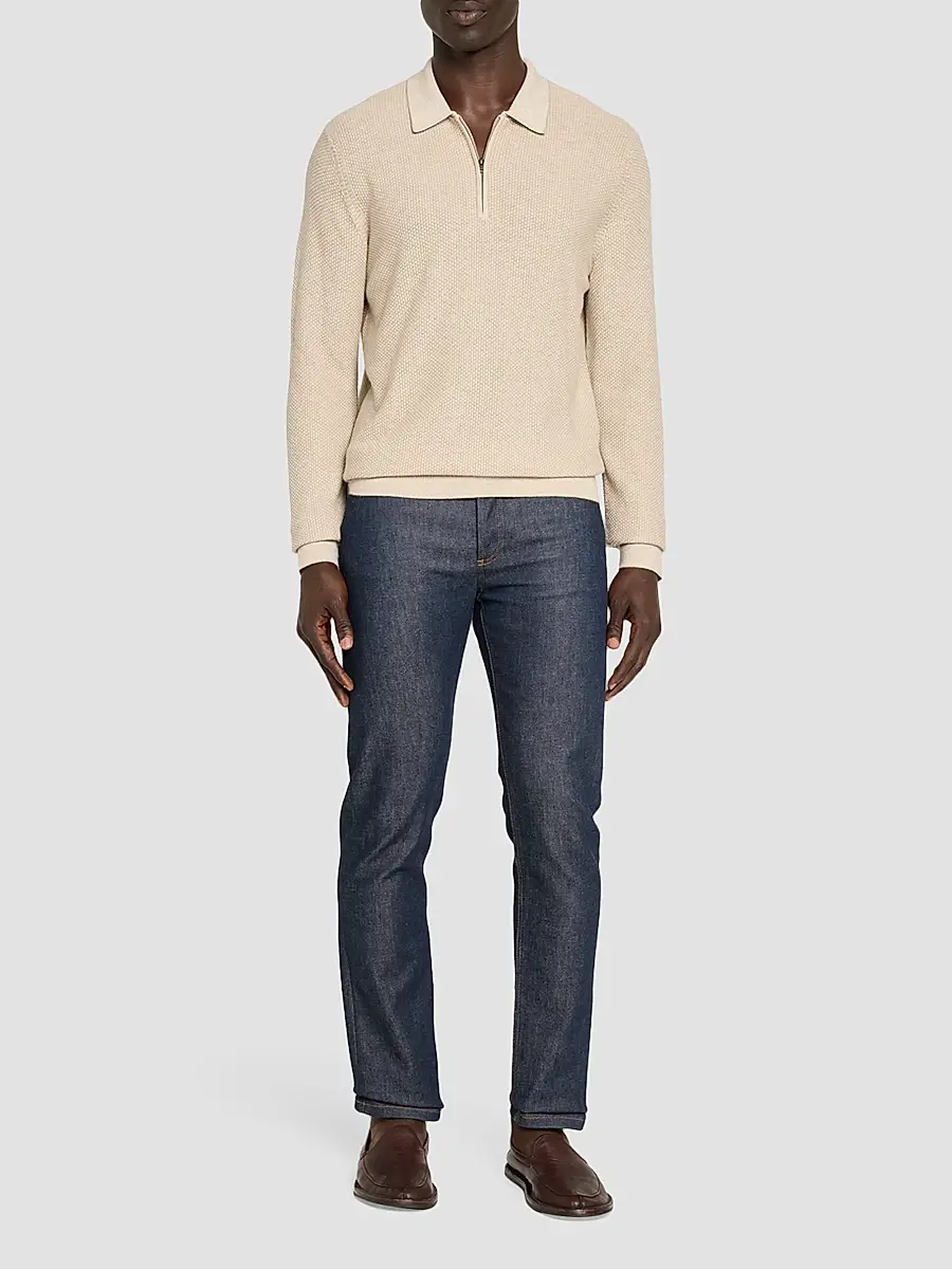 Vince Men's Geometric Jacquard Wool Quarter-Zip Polo Shirt | Thumbnail 2