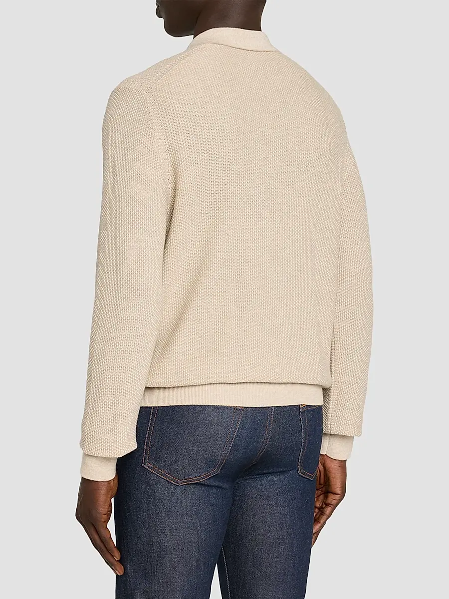 Vince Men's Geometric Jacquard Wool Quarter-Zip Polo Shirt | Thumbnail 3