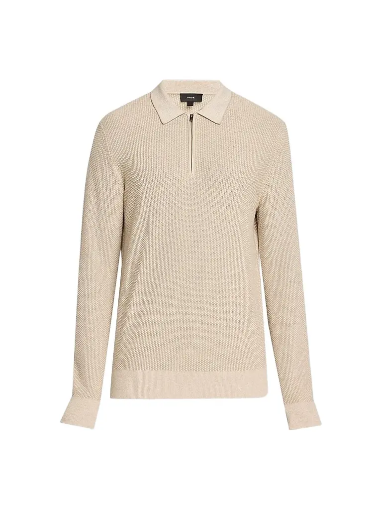 Vince Men's Geometric Jacquard Wool Quarter-Zip Polo Shirt