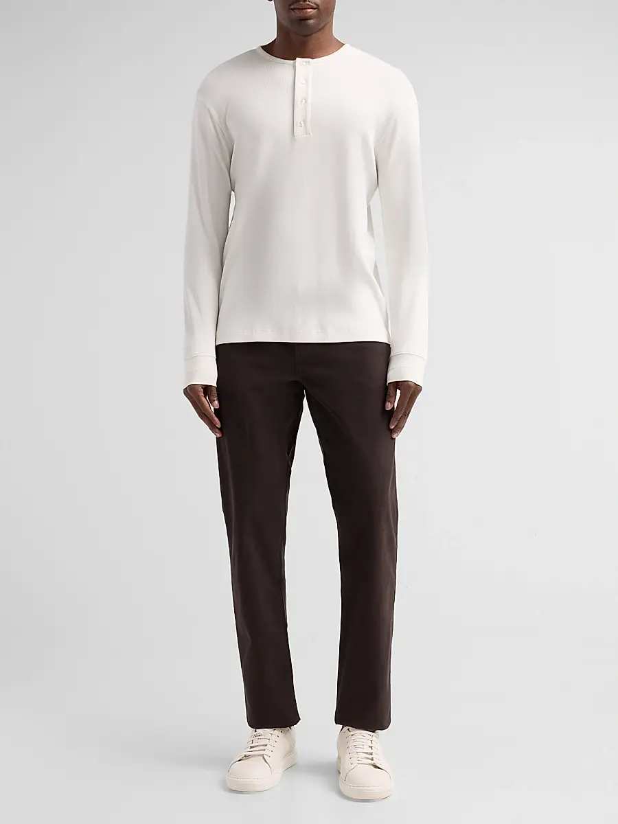 Vince Men's Cotton Rib-Knit Henley Shirt | Thumbnail 2 Vince Men's Cotton Rib-Knit Henley Shirt | Thumbnail 2