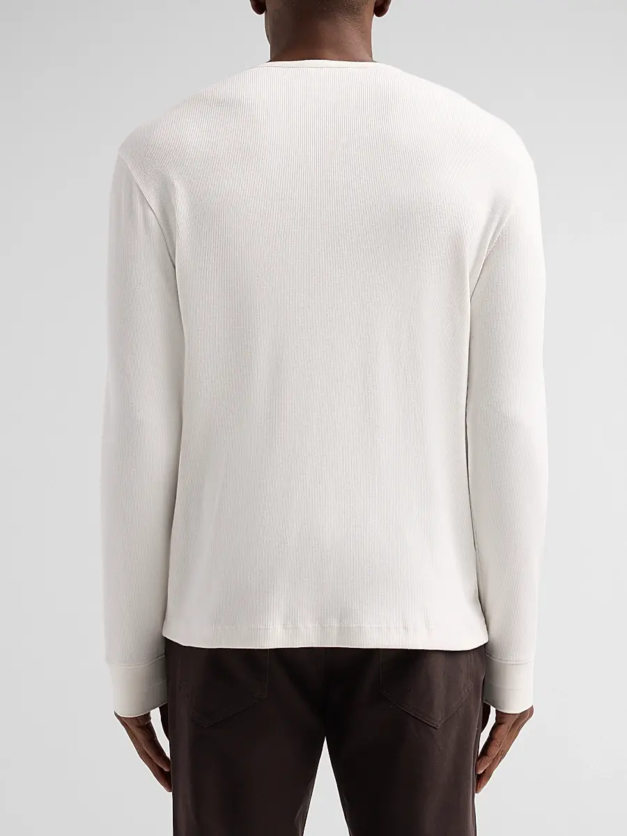 Vince Men's Cotton Rib-Knit Henley Shirt | Thumbnail 3 Vince Men's Cotton Rib-Knit Henley Shirt | Thumbnail 3