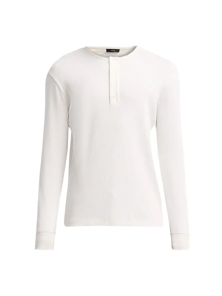 Vince Men's Cotton Rib-Knit Henley Shirt